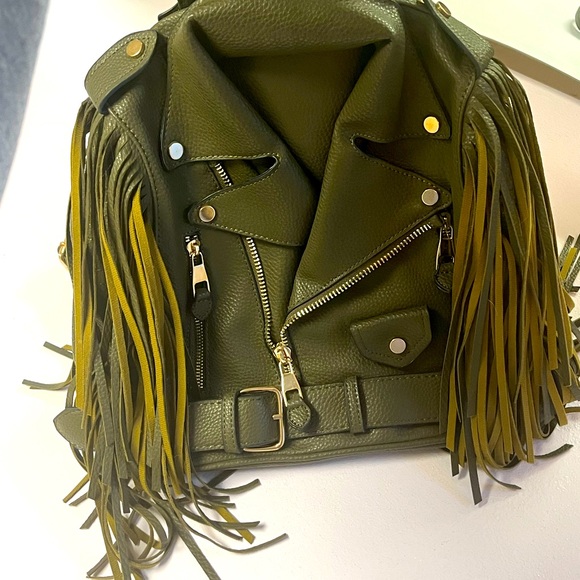 Side satchel/purse, olive green - Picture 2 of 3
